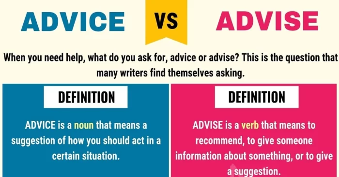 تفاوت کلمات Advice و Advise در زبان انگلیسی + 2 تفاوت اصلی 