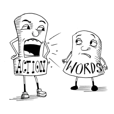 اصطلاح انگلیسی Actions speak louder than words + تدریس صوتی