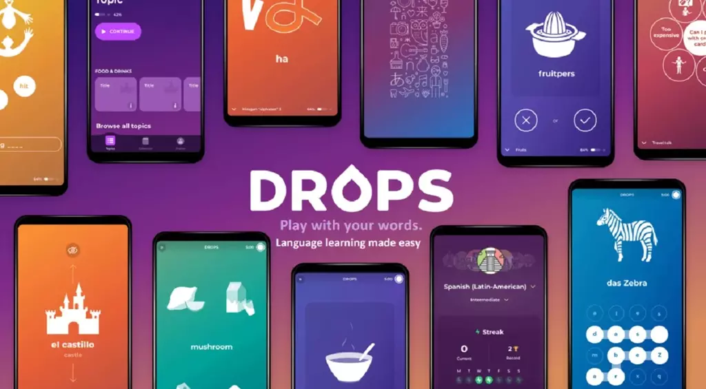 اپلیکیشن یادگیری کلمات انگلیسی Drops