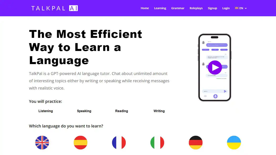 یادگیری زبان با هوش مصنوعی TalkPal